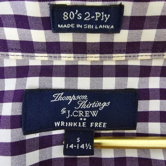 J. Crew Thompson Shirtings Wrinkle Free Shirt 80s 2-Ply Gingham Check S 14-14.5 - Picture 10 of 11